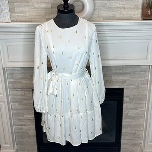 Lea & Viola Babydoll Ivory with gold dress Size Small